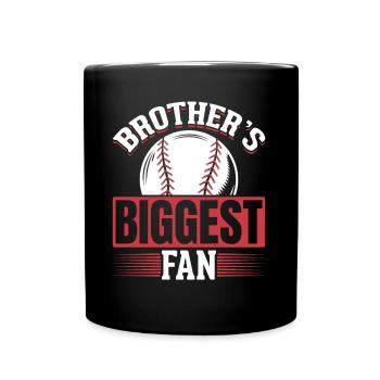 Kleine Schwester Baseball Bruder Fan - Tasse einfarbig - Schwarz - Vorne