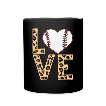 Leopard Baseball Thema Frauen Baseball - Tasse einfarbig - Schwarz - Vorne