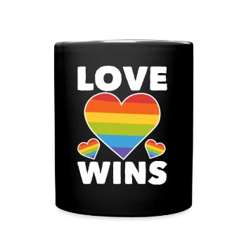 Regenbogenflagge LGBTQ Herz Lesbisch Schwul Stolz - Tasse einfarbig - Schwarz - Vorne