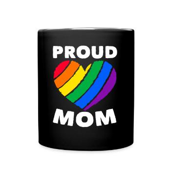 Fière Mère Cœur Coloré LGBTQ Drapeau Arc-en-ciel - Mug uni - noir - Devant