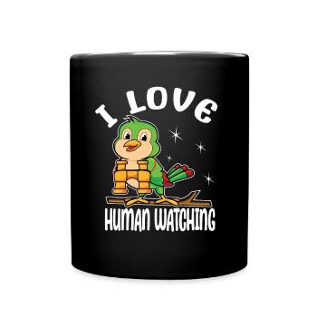 I Love Human Watching - Funny Birder Costume - Full Colour Mug - black - Front