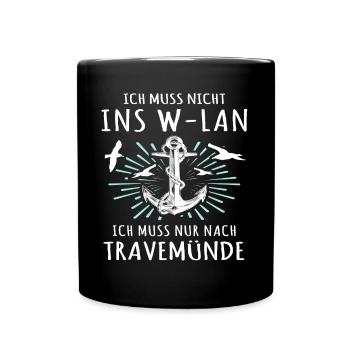 Urlaub Travemünde Ostsee - Tasse einfarbig - Schwarz - Vorne
