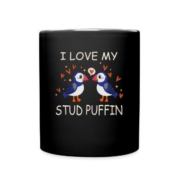 I Love My Stud Puffin Papageientaucher Beziehung - Tasse einfarbig - Schwarz - Vorne