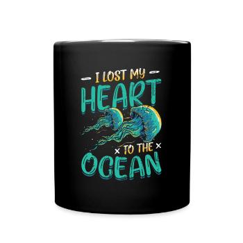 J’ai perdu mon cœur à cause des méduses de l’océan - Mug uni - noir - Devant