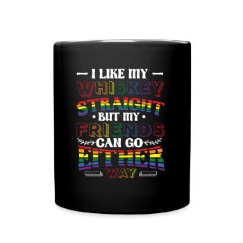 Likes my whiskey straight, I support LGBT. - Full Colour Mug - black - Front