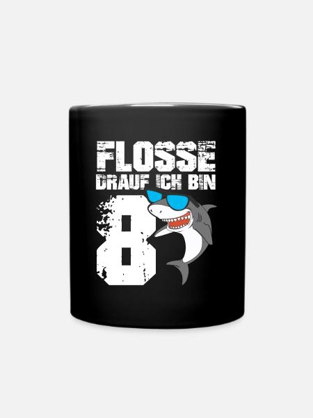 Haifisch Geburtstagsmotiv 8 Jahre Jungen Geschenk - Tasse einfarbig - Schwarz