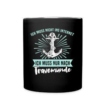 Urlaub Travemünde Ostsee - Tasse einfarbig - Schwarz - Vorne
