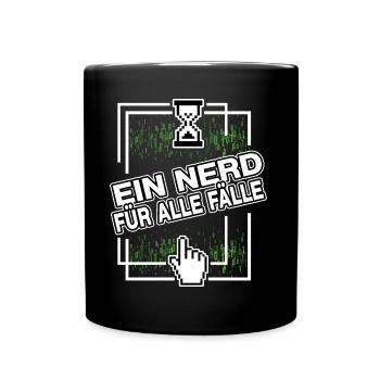 nerd administrator IT abteilung pixel coder - Tasse einfarbig - Schwarz - Vorne