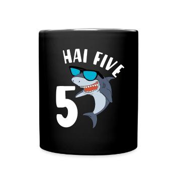 5 Jahre Jungen Hai Five Geburtstagsgeschenkidee - Tasse einfarbig - Schwarz - Vorne
