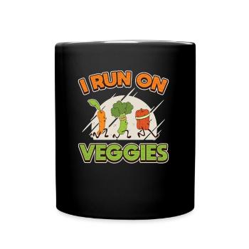 I run on Veggies, Vegan Runners. - Full Colour Mug - black - Front
