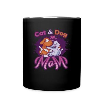 Mère de chat et de chien, animaux domestiques. - Mug uni - noir - Devant
