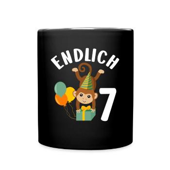 7. Geburtstag 7 Jahre Affen Motiv Jungen Geschenk - Tasse einfarbig - Schwarz - Vorne