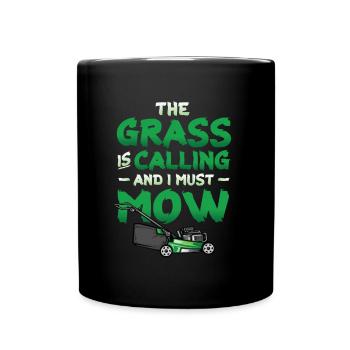 L’herbe appelle et je dois tondre la tonte de la pelouse - Mug uni - noir - Devant