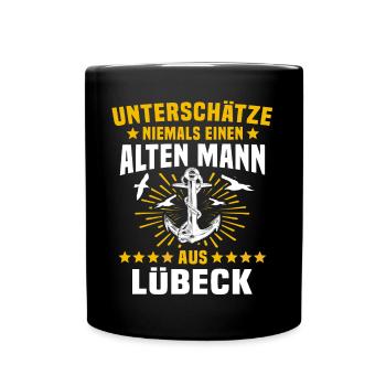 Lübeck Sprüche Hansestadt Luebeck - Tasse einfarbig - Schwarz - Vorne
