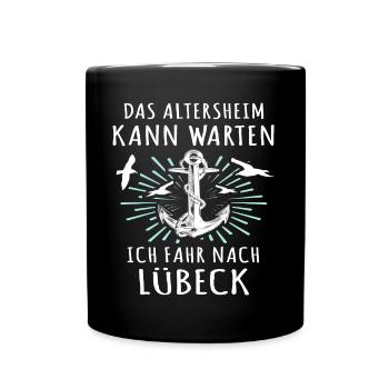Lübeck Sprüche Hansestadt Luebeck - Tasse einfarbig - Schwarz - Vorne