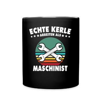 Maschinist Maschinenführer Feuerwehrmann - Tasse einfarbig - Schwarz - Vorne