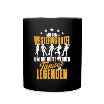 Line Dance Tänzer Westerngürtel Cowboy Western Tan - Tasse einfarbig - Schwarz - Vorne