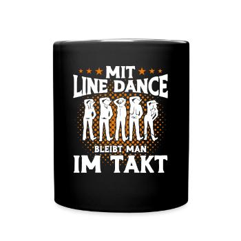 Line Dance Tänzer Takt Cowboy Western Tanzen - Tasse einfarbig - Schwarz - Vorne