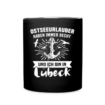 Lübeck - Tasse einfarbig - Schwarz - Vorne