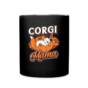 Corgi Mama für Damen - Tasse einfarbig - Schwarz - Vorne