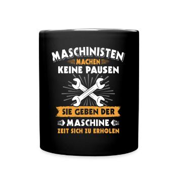 Maschinist Maschinenführer Feuerwehrmann - Tasse einfarbig - Schwarz - Vorne