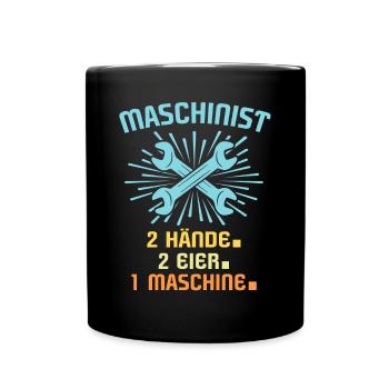 Maschinist Maschinenführer Feuerwehrmann - Tasse einfarbig - Schwarz - Vorne
