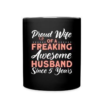 5. Wedding Anniversary Couple Design 5 Years Marriage - Full Colour Mug - black - Front