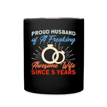 5. Wedding Anniversary Couple Design 5 Years Marriage - Full Colour Mug - black - Front