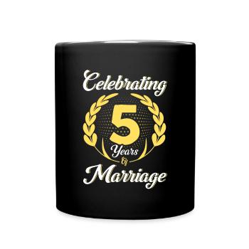 5. Wedding Anniversary Couple Design 5 Years Marriage - Full Colour Mug - black - Front