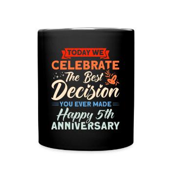 5. Wedding Anniversary Couple Design 5 Years Marriage - Full Colour Mug - black - Front