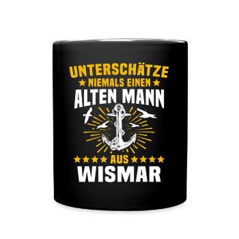 Wismar Ostsee Souvenir - Tasse einfarbig - Schwarz - Vorne
