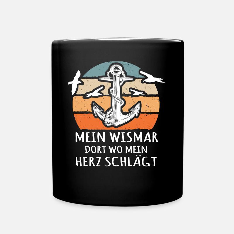 Wismar Ostsee Souvenir - Tasse einfarbig - Schwarz