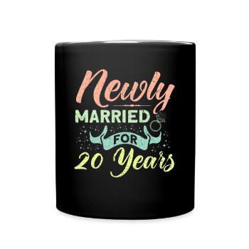 20th Wedding Anniversary Couple Design 20 Years of Marriage - Full Colour Mug - black - Front