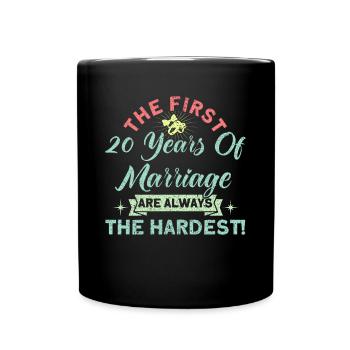 20th Wedding Anniversary Couple Design 20 Years of Marriage - Full Colour Mug - black - Front