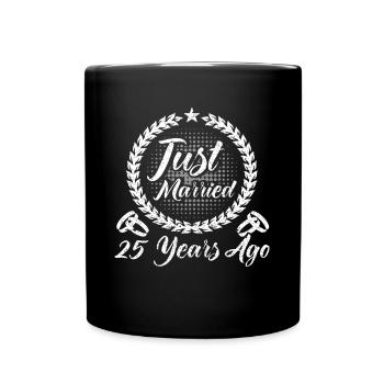 25th Wedding Anniversary Couple Design 25 Years of Marriage - Full Colour Mug - black - Front