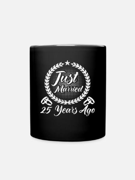 25th Wedding Anniversary Couple Design 25 Years of Marriage - Full Colour Mug - black