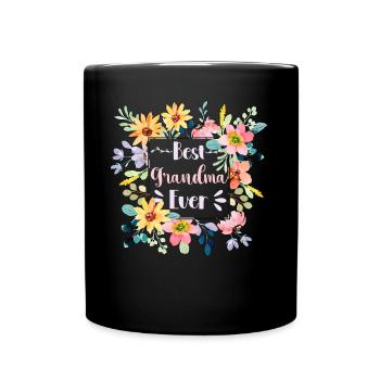 Best Grandma Ever Flowers Cute Gardener - Full Colour Mug - black - Front