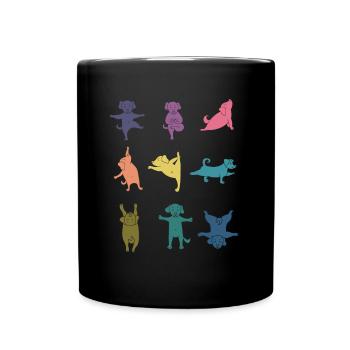 Colorful Dog Yoga Pose Funny Yoga Teacher - Full Colour Mug - black - Front