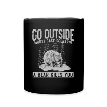 Camping Bär Outdoor Scherz Camper Humor - Tasse einfarbig - Schwarz - Vorne