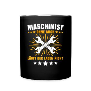 Maschinist Maschinenführer Feuerwehrmann - Tasse einfarbig - Schwarz - Vorne