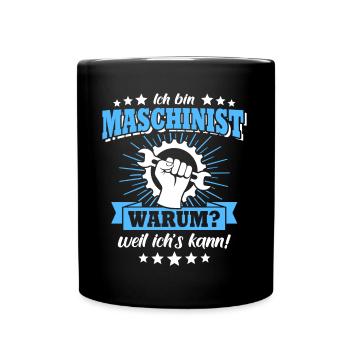 Maschinist Maschinenführer Feuerwehrmann - Tasse einfarbig - Schwarz - Vorne