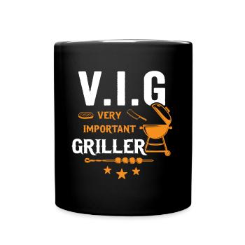 Grillen BBQ Griller Grillmeister Männer Grill - Tasse einfarbig - Schwarz - Vorne