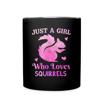 Just a Girl who loves wolves pink tie dye clothing - Full Colour Mug - black - Front