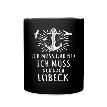 Lübeck - Tasse einfarbig - Schwarz - Vorne