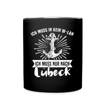 Lübeck - Tasse einfarbig - Schwarz - Vorne