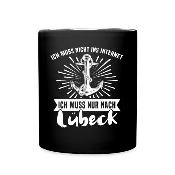 Lübeck - Tasse einfarbig - Schwarz - Vorne