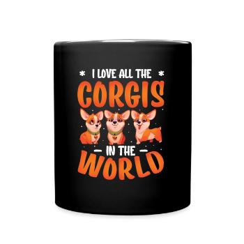 Ich liebe alle Corgis der Welt - Tasse einfarbig - Schwarz - Vorne