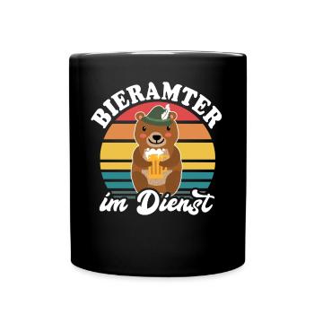Beamter Bär Bier Bären Biersprüche Biertrinker - Tasse einfarbig - Schwarz - Vorne