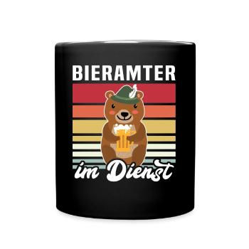 Beamter Bär Bier Biersprüche Biertrinker - Tasse einfarbig - Schwarz - Vorne