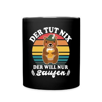 Bier Bierliebhaber Bär Biersprüche Biertrinker - Tasse einfarbig - Schwarz - Vorne